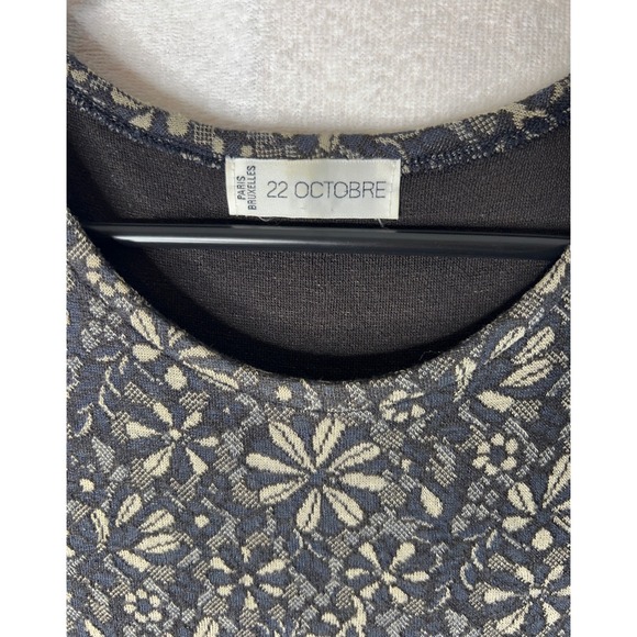 22 OCTOBRE Paris Bruxelles Floral Knit Sleeveless Shift Dress navy size 2 09605 - Picture 8 of 8